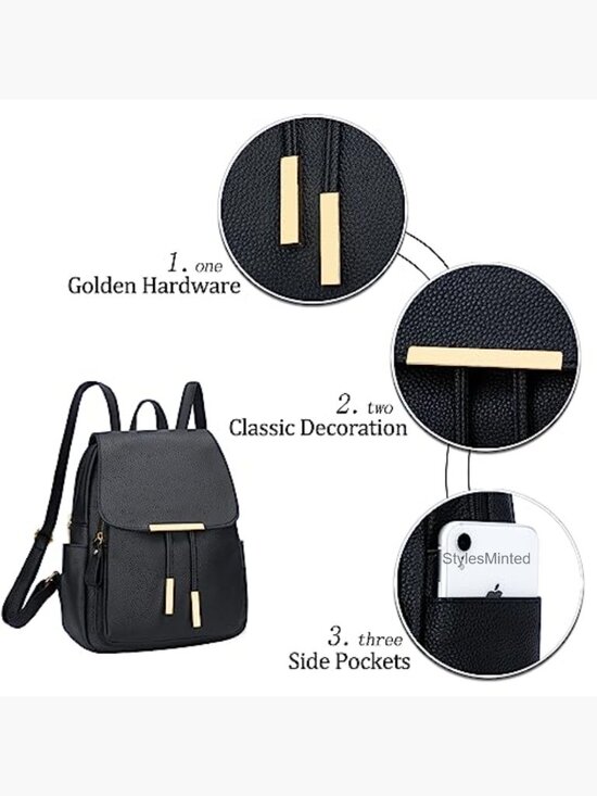 Vegan Leather Fashion Backpack Purse with Pockets Travel Daypack main image 6